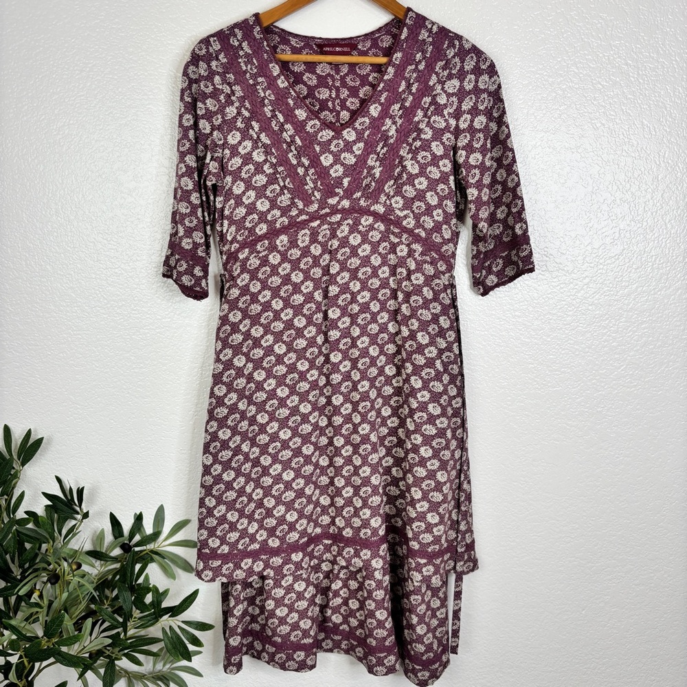 APRIL CORNELL Floral Prairie Layered Midi Dress Size XXS
